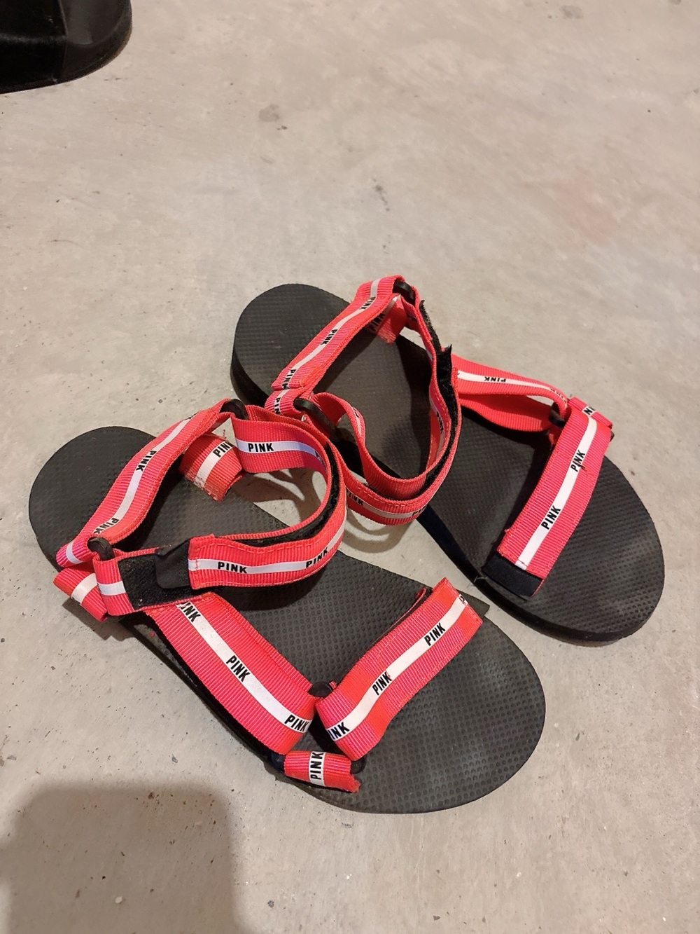 PINK Victoria's Secret Pink and White Strap Sandals